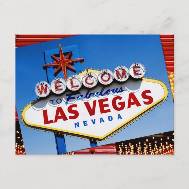 Das Zeichen "Willkommen bei Fabulous Las Vegas" Postkarte (Vorderseite)