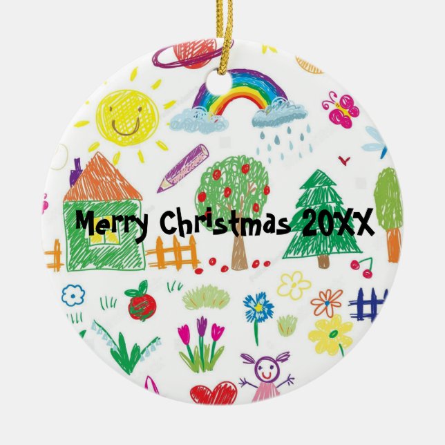 Das Zeichnend Weihnachtsgeschenk des personalisier Keramik Ornament (Vorne)