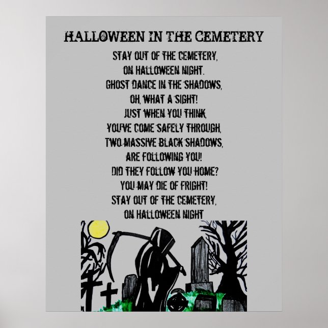 DAS ZEMETÄR IM HALLOWEEN Gedicht Poster (Vorne)