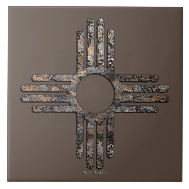 Das Zia-Sun-Symbol in New Mexiko - Gerede über Sch Fliese (Vorderseite)