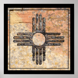 Das Zia-Sun-Symbol in New Mexiko - Gerede über Sch Poster