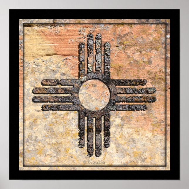 Das Zia-Sun-Symbol in New Mexiko - Gerede über Sch Poster (Vorne)
