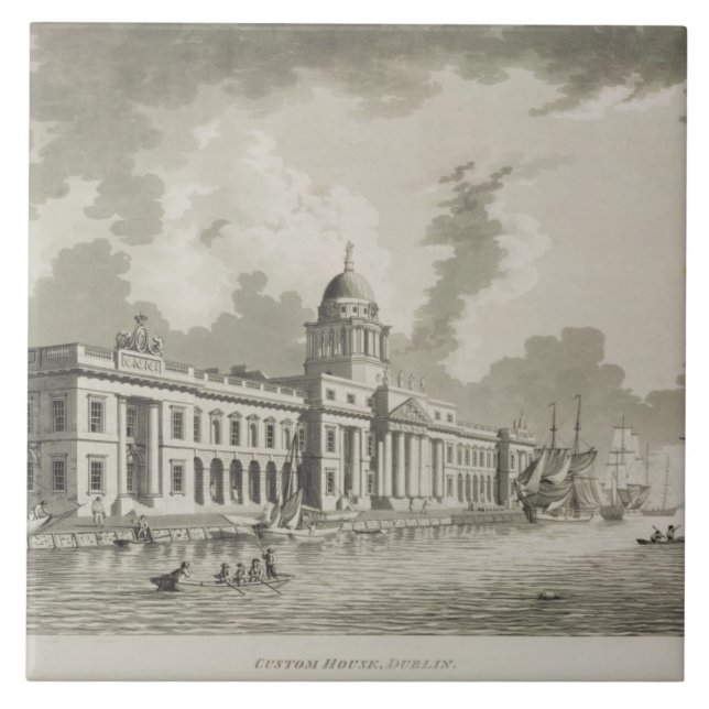 Das Zollamt, Dublin, 1792 (Stich) Fliese (Vorderseite)
