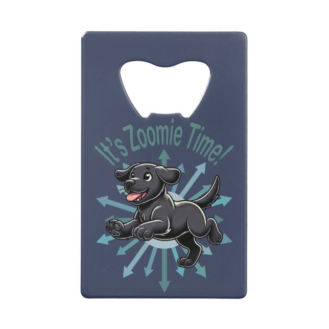 Das Zoomie Time Black Lab Geldbeutel Flaschenöffner (Vorderseite)