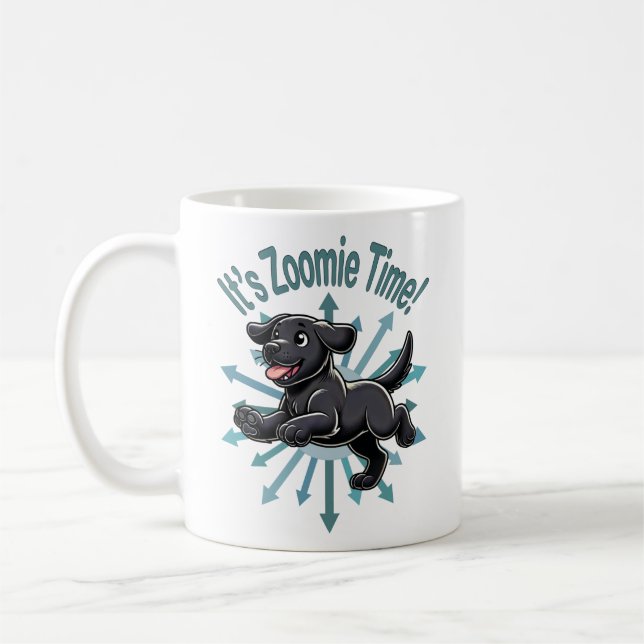 Das Zoomie Time Black Lab Kaffeetasse (Links)