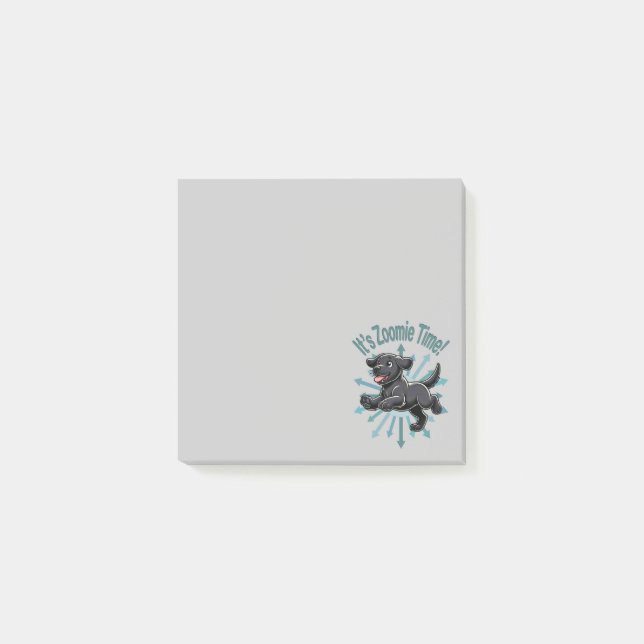 Das Zoomie Time Black Lab Post-it Klebezettel (Vorderseite)