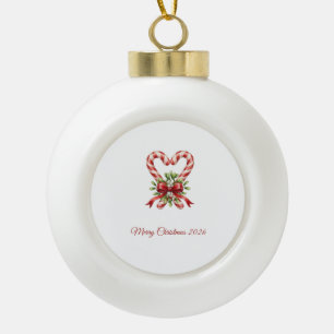 Das Zuckerstangenherz Keramik Kugel-Ornament