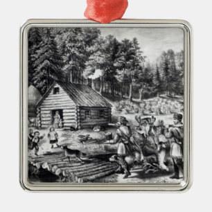 Das Zuhause des Pioniers auf der Western-Grenze Ornament Aus Metall