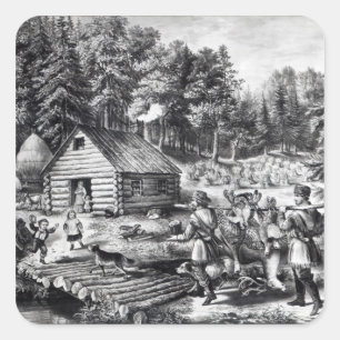Das Zuhause des Pioniers auf der Western-Grenze Quadratischer Aufkleber