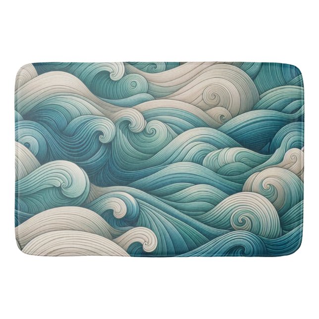 Das Zuhause Studio Ocean Wave Swirl Badematte (Vorderseite)