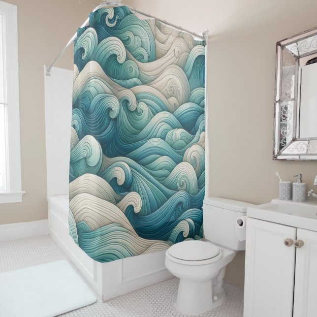 Das Zuhause Studio Ocean Wave Swirl Duschvorhang (Beispiel)