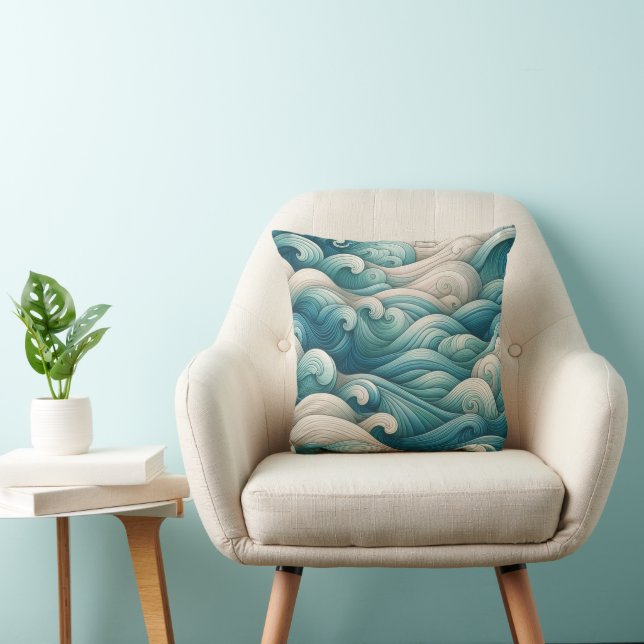 Das Zuhause Studio Ocean Wave Swirl Kissen (Stuhl )