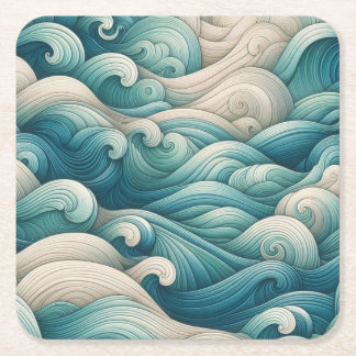 Das Zuhause Studio Ocean Wave Swirl Rechteckiger Pappuntersetzer