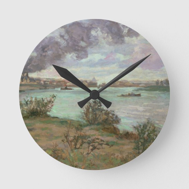 Das Zusammenströmen der Seines und des Marnes bei Runde Wanduhr (Vorderseite)