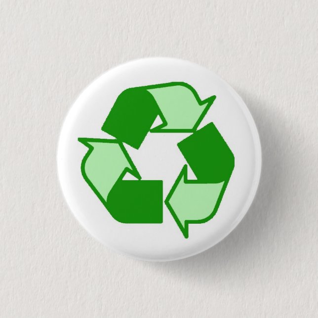 Das zwei Ton-Grün auf Weiß recyceln Knopf Button (Vorderseite)