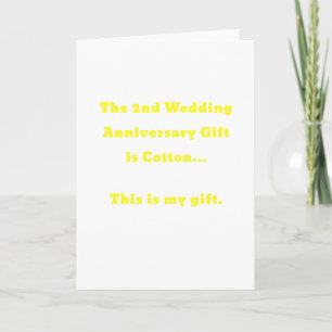 Das zweite Geschenk zum Hochzeitstag ist Cotton Th Karte