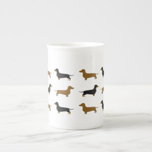 Daschund Bone-China-Tasse Knochen-China-Tasse Prozellantasse