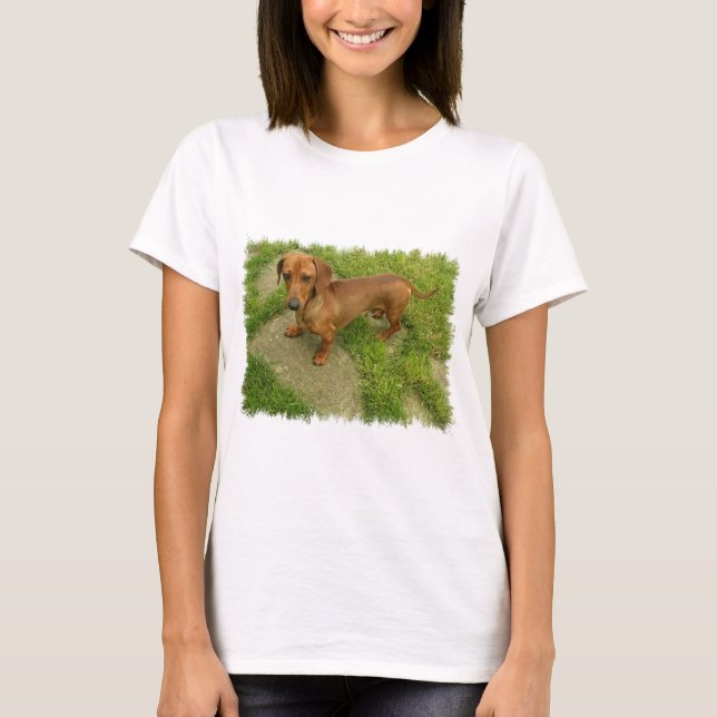 Daschund Damen-angepasster T - Shirt (Vorderseite)
