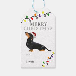Daschund Merry Christmas Gift Tags Geschenkanhänger