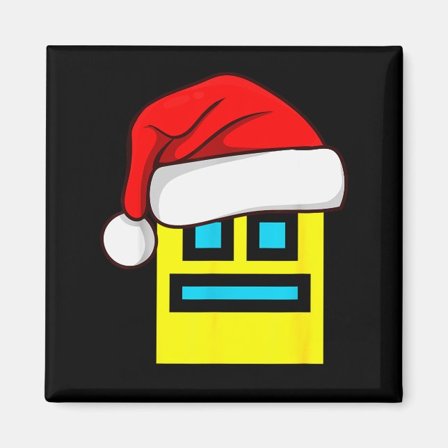 Dash Geometry Repeat Christmas Santa Hat Game Vide Magnet (Vorne)