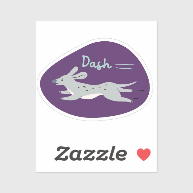"Dash" niedlicher illustrierter, grau langer Hund  Aufkleber (Blatt)