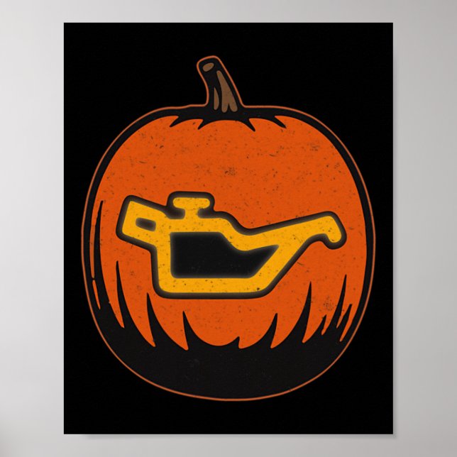 Dashboard Car Oil Problem Leicht Funny Pumpkin Hal Poster (Vorne)