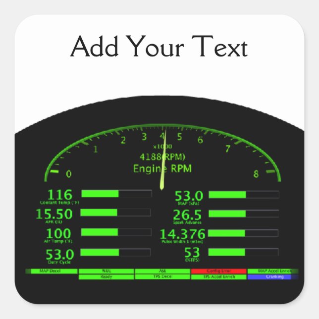 Dashboard-Glow mit schwarzem Rahmen Quadratischer Aufkleber (Vorderseite)