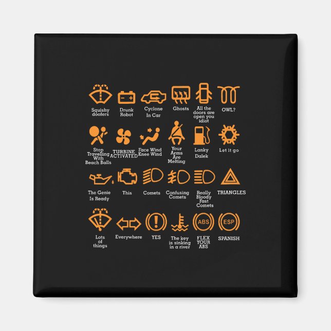 Dashboard Icons Coffee Tasse Car Typ Car Lover Mec Magnet (Vorne)