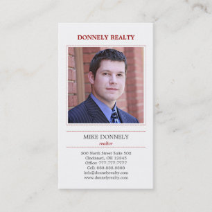 Dashed Border Foto Business Card - Red Visitenkarte