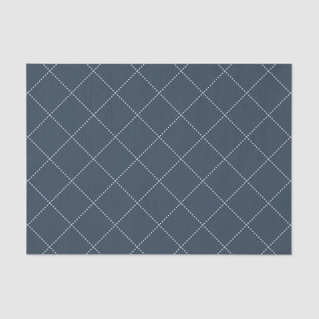 Dashed Diamond Grid Geometric Midnight Navy Seidenpapier (Vorderseite)