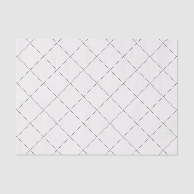 Dashed Diamond Grid Geometric Soft White Seidenpapier (Vorderseite)