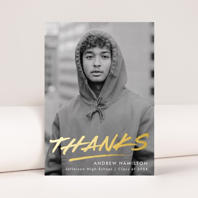 Dashed Grad Foil Foto Abschluss Danke Karte (Von Creator hochgeladen)