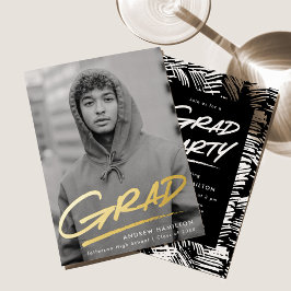 Dashed Grad Foto Graduation Party Gold Folieneinladung