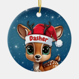 Dasher Baby Deer, Fawn, Doe, Reindeer 🦌🎄 Keramik Ornament