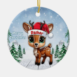 Dasher Baby Deer, Fawn, Doe, Reindeer 🦌🎄 Keramik Ornament