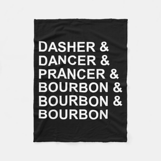 Dasher Dancer Prancer &amp; Bourbon Lustiger Weihn Fleecedecke (Vorderseite)