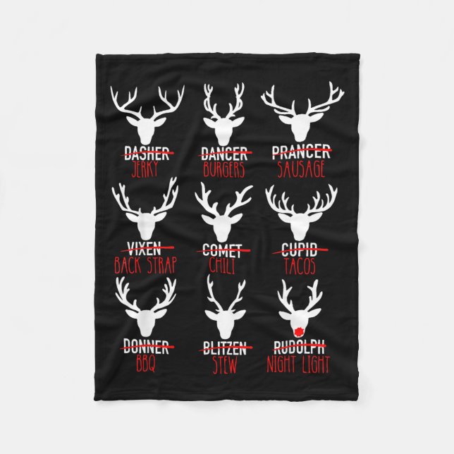Dasher Dancer Prancer &amp; Bourbon Weihnachtsfeie Fleecedecke (Vorderseite)