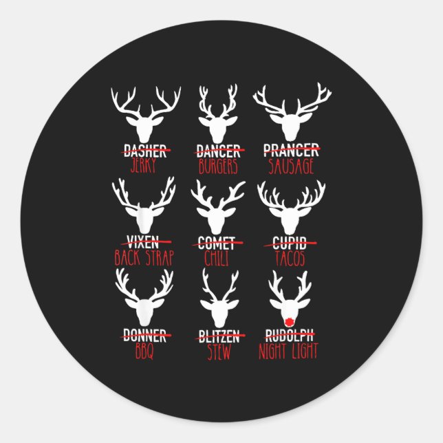 Dasher Dancer Prancer &amp; Bourbon Weihnachtsfeie Runder Aufkleber (Vorderseite)