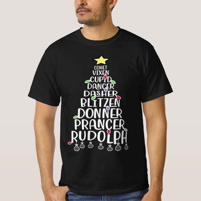 Dasher Dancer Prancer Funny Reindeer Names T-Shirt (Vorderseite)