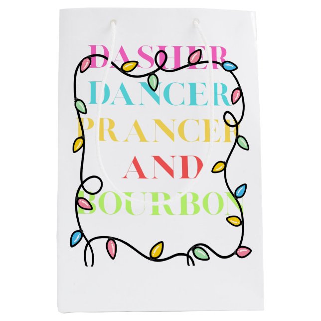 Dasher Dancer Prancer und Bourbon Mittlere Geschenktüte (Vorderseite)
