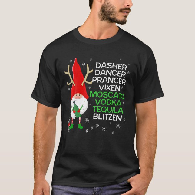 Dasher Dancer Prancer Vixen Moscato Vodka Tequila T-Shirt (Vorderseite)