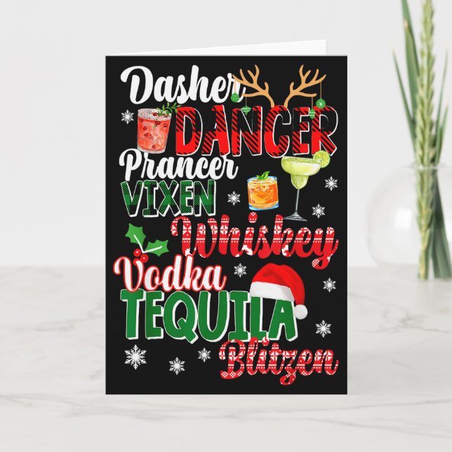 Dasher Dancer Prancer Vixen Moscato Wodka Tequila  Karte (Vorderseite)