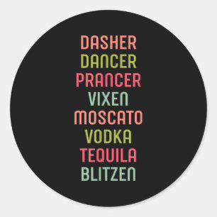 Dasher Dancer Prancer Vixen Moscato Wodka Tequila Runder Aufkleber