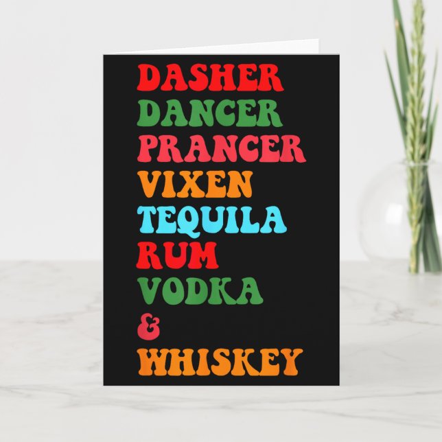 Dasher Dancer Prancer Vixen Tequila Rum Wodka Desi Karte (Vorderseite)