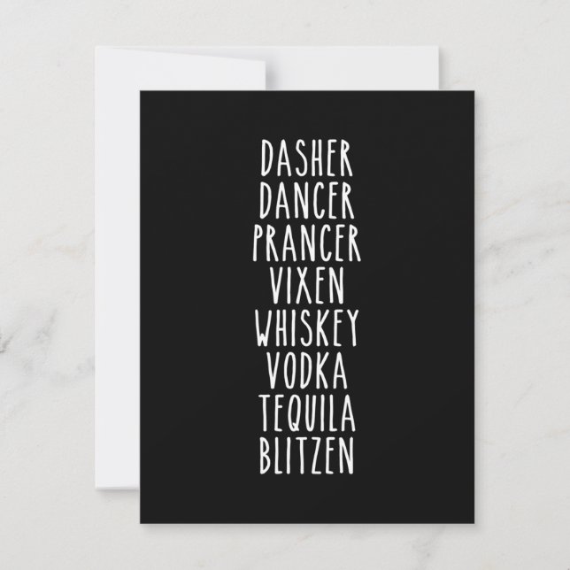 Dasher Dancer Prancer Vixen Whiskey Vodka Tequila Dankeskarte (Vorderseite)