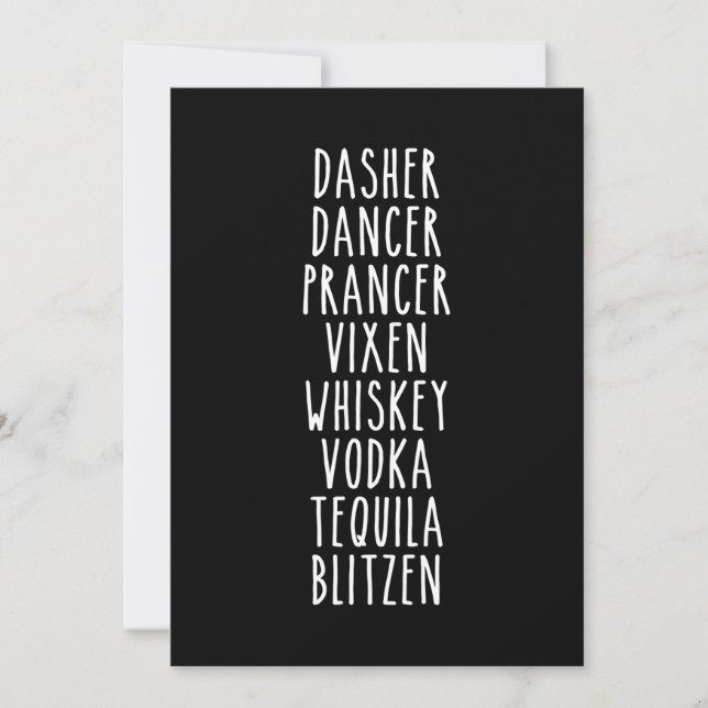 Dasher Dancer Prancer Vixen Whiskey Vodka Tequila Dankeskarte (Vorderseite)