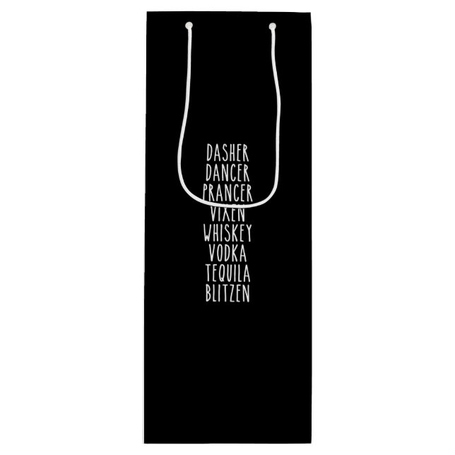 Dasher Dancer Prancer Vixen Whiskey Vodka Tequila Geschenktüte Für Weinflaschen (Vorderseite)
