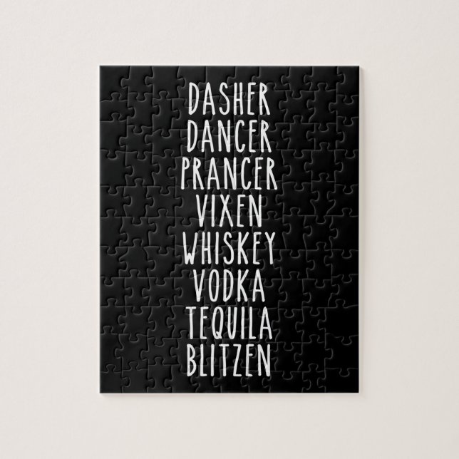 Dasher Dancer Prancer Vixen Whiskey Vodka Tequila Puzzle (Vertikal)