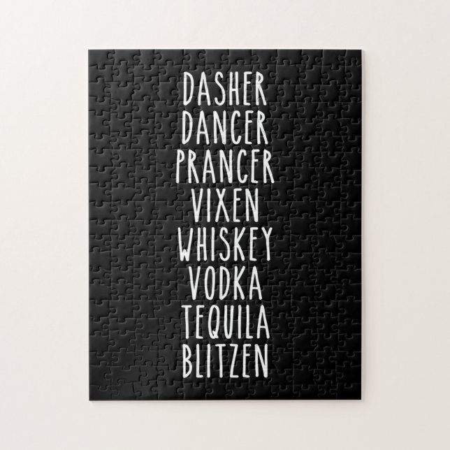 Dasher Dancer Prancer Vixen Whiskey Vodka Tequila Puzzle (Vertikal)