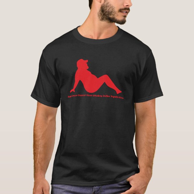 Dasher Dancer Prancer Vixen Whiskey Vodka Tequila T-Shirt (Vorderseite)
